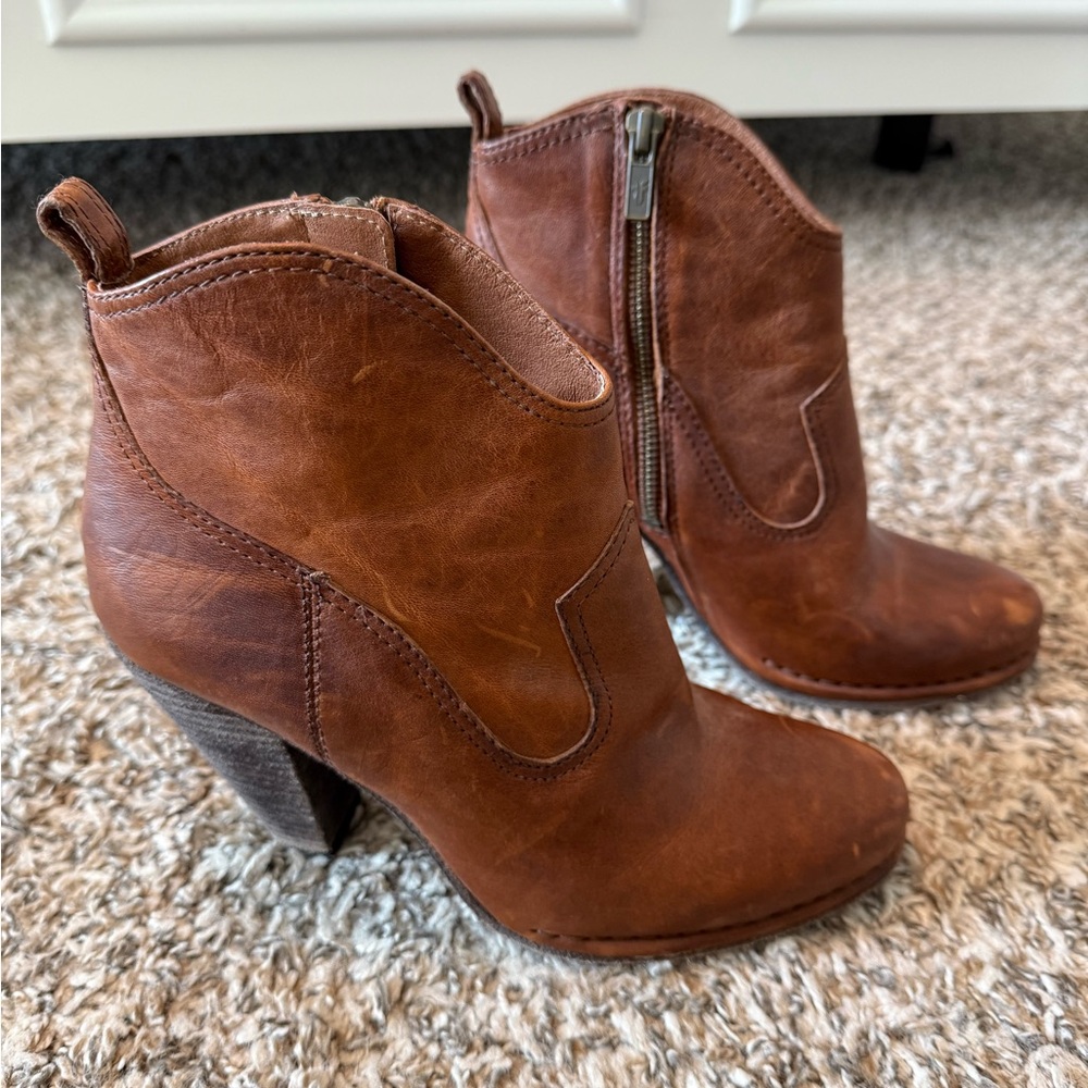 Frye Brown Leather Ankle Boots
